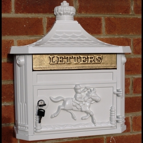 Cast Aluminium Wall Post/Letter Box - White Great for Wedding Cards
